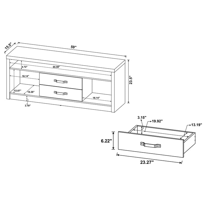 Burke 2-drawer Engineered Wood 59-inch TV Stand Grey Driftwood