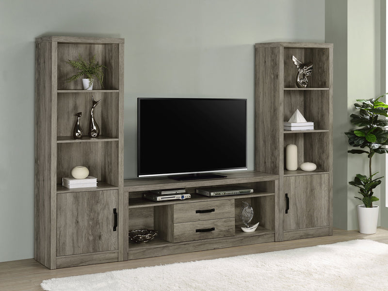 Burke 3-piece 59-inch TV Entertainment Center Grey Driftwood