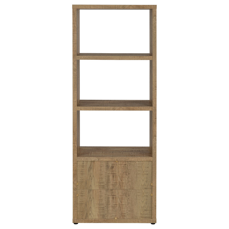Tabby Farmhouse Media Tower with Adjustable Shelf and 2-Door Storage Mango
