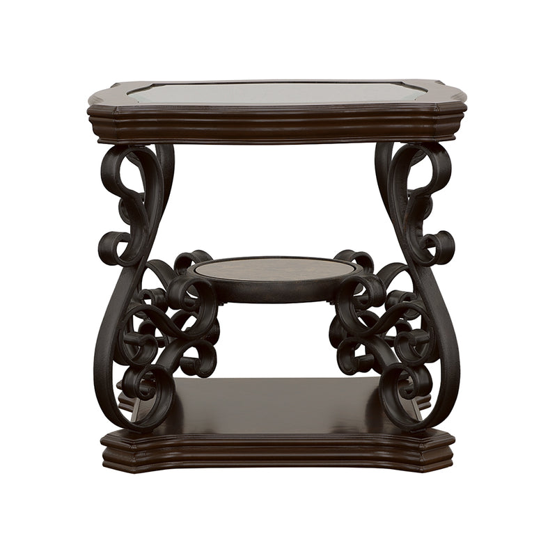 Laney 1-shelf Glass Top Square End Table Dark Merlot