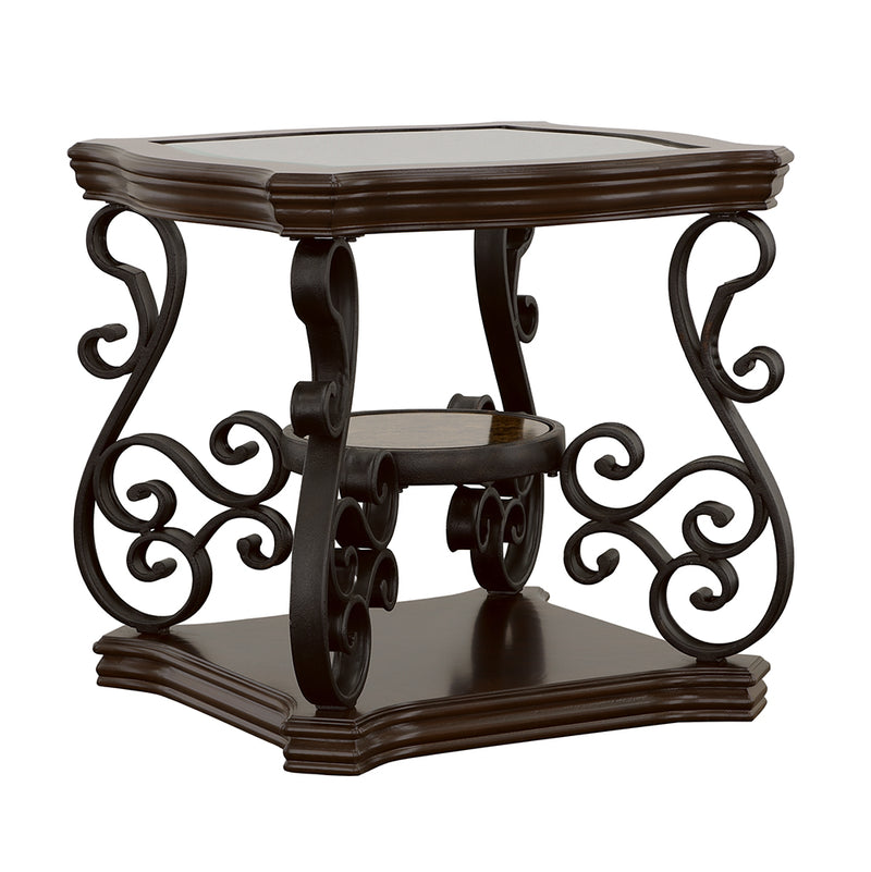 Laney 1-shelf Glass Top Square End Table Dark Merlot