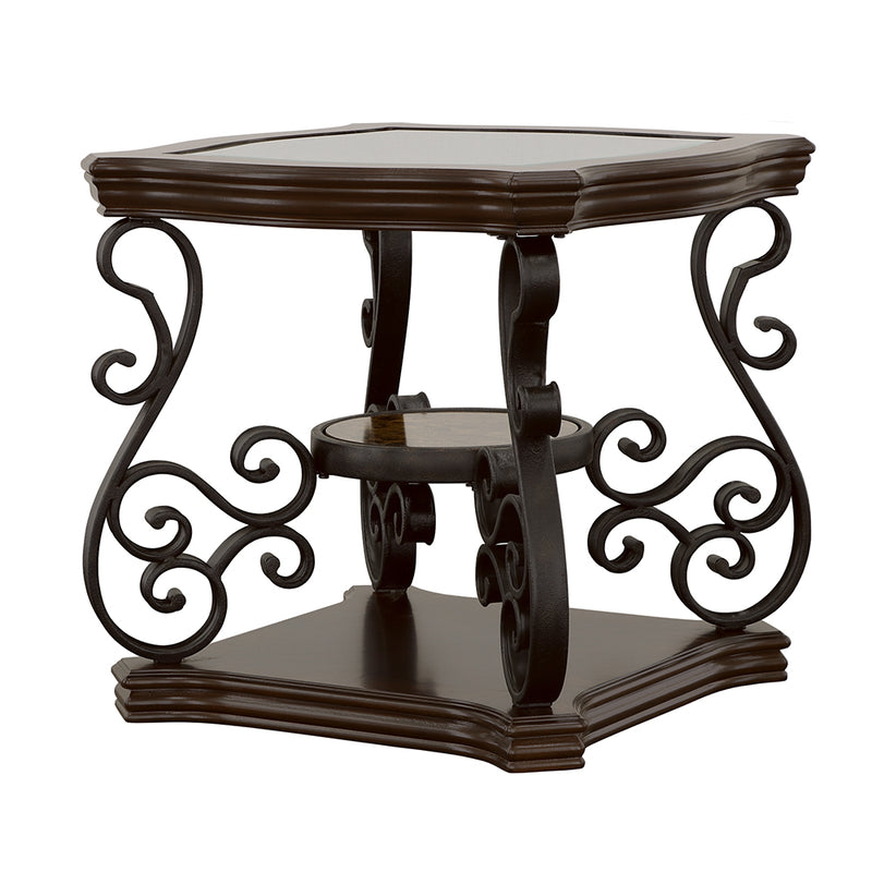 Laney 1-shelf Glass Top Square End Table Dark Merlot