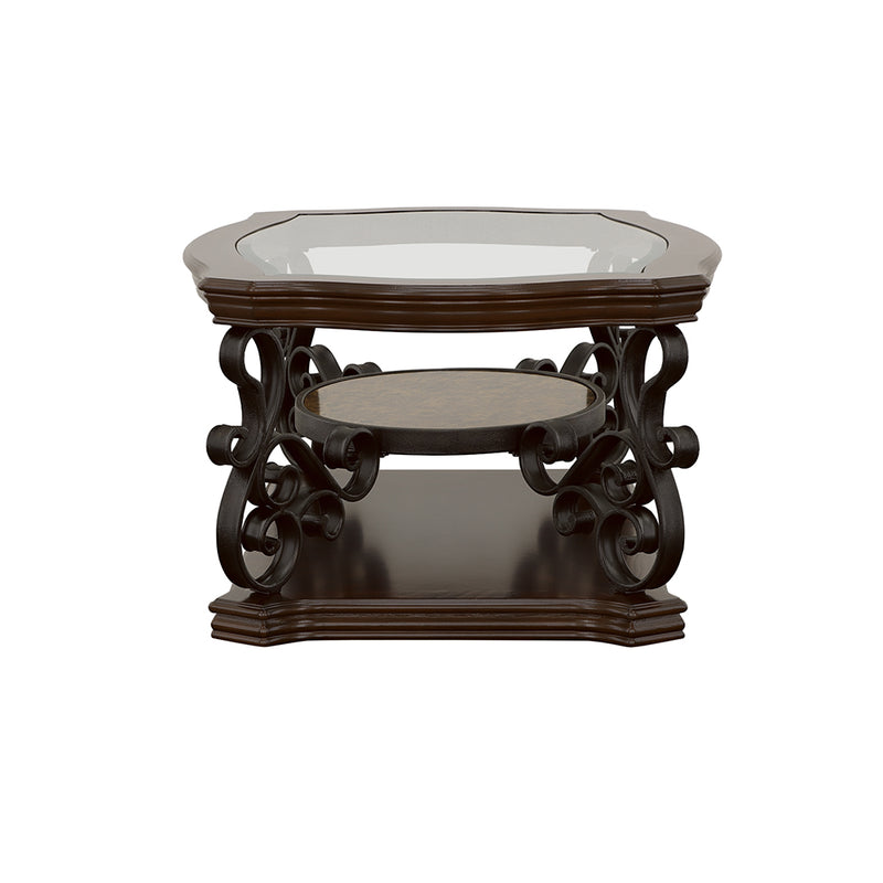 Laney 1-shelf Glass Top Rectangular Coffee Table Dark Merlot