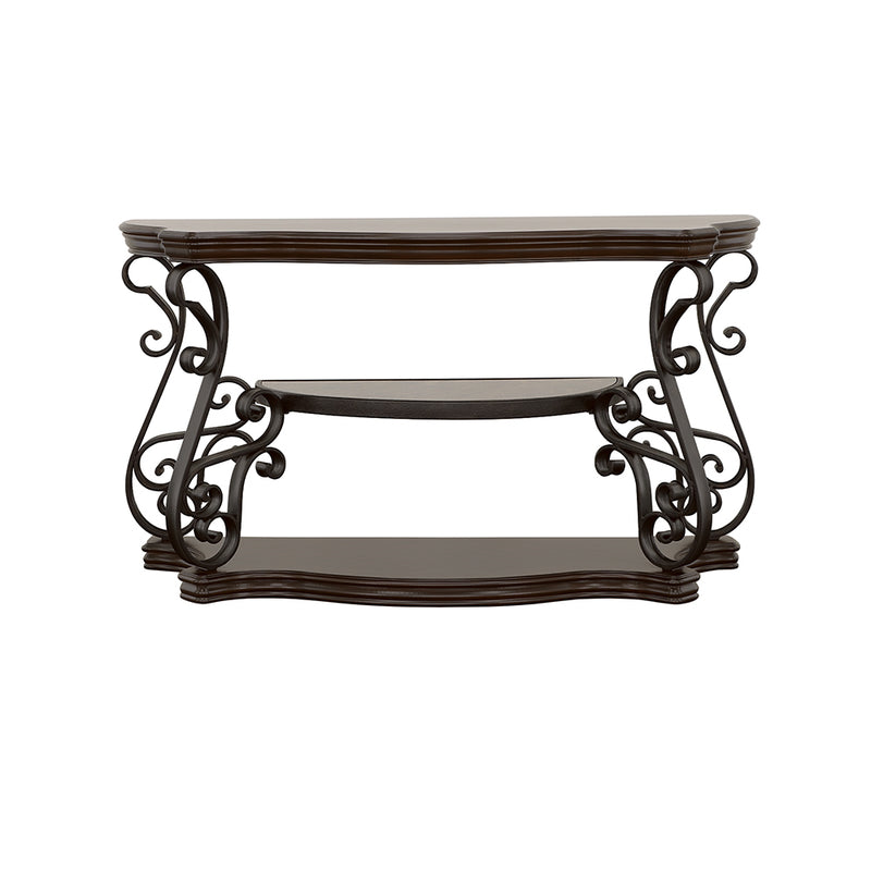 Laney Scrollwork Entryway Sofa Console Table Dark Merlot