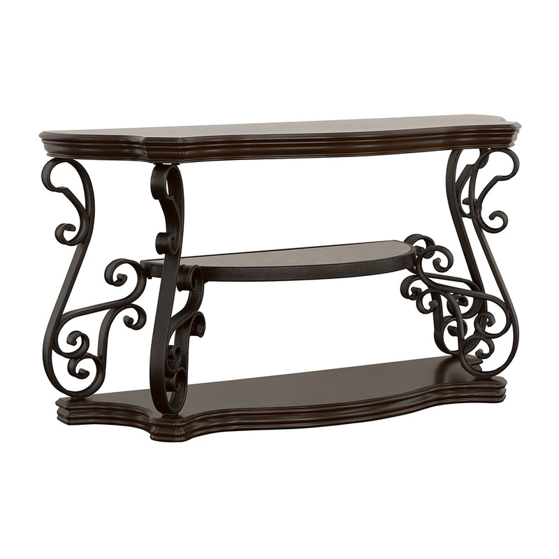 Laney Scrollwork Entryway Sofa Console Table Dark Merlot