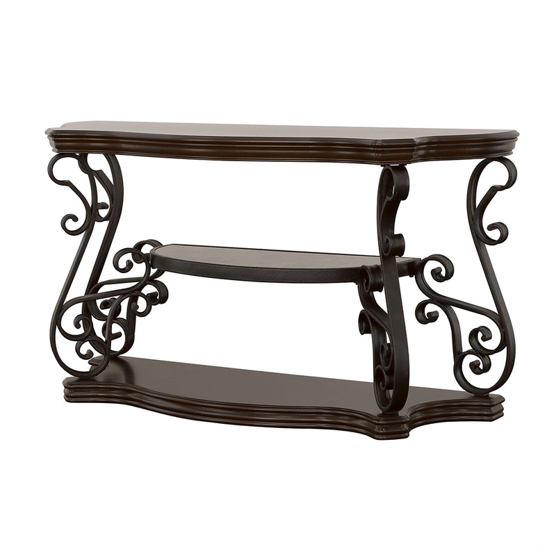 Laney Scrollwork Entryway Sofa Console Table Dark Merlot