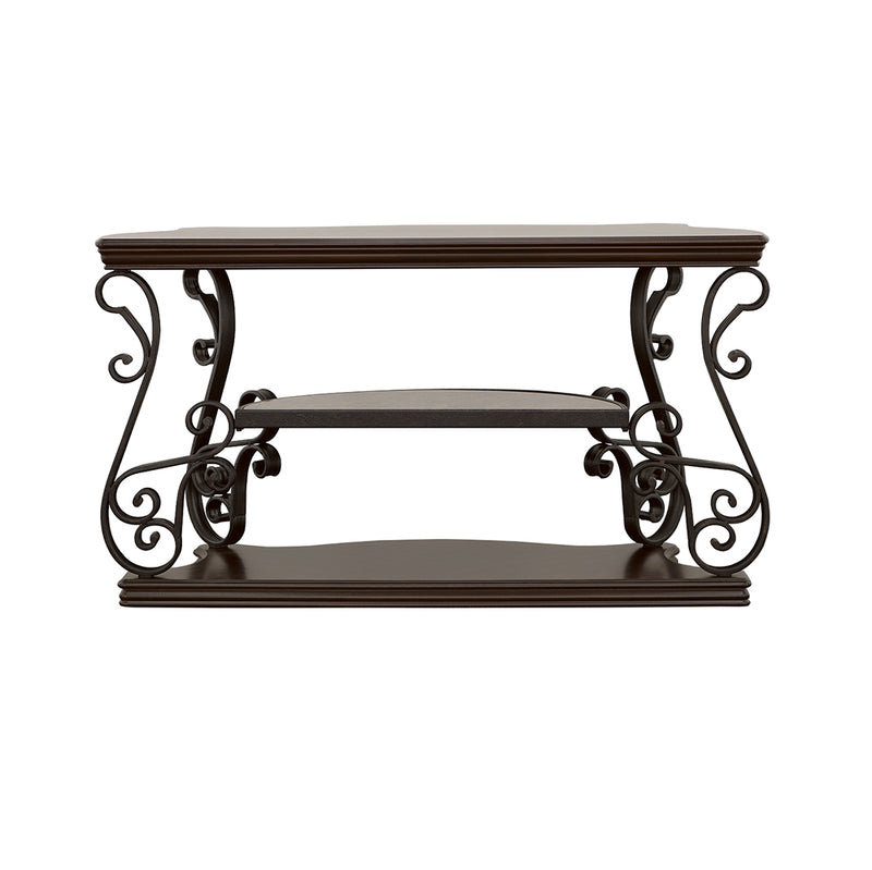 Laney Scrollwork Entryway Sofa Console Table Dark Merlot