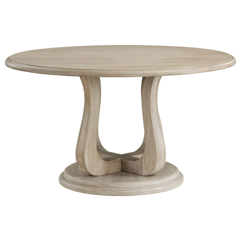 Trofello 5-Piece Farmhouse Round Pedestal Dining Set White Washed