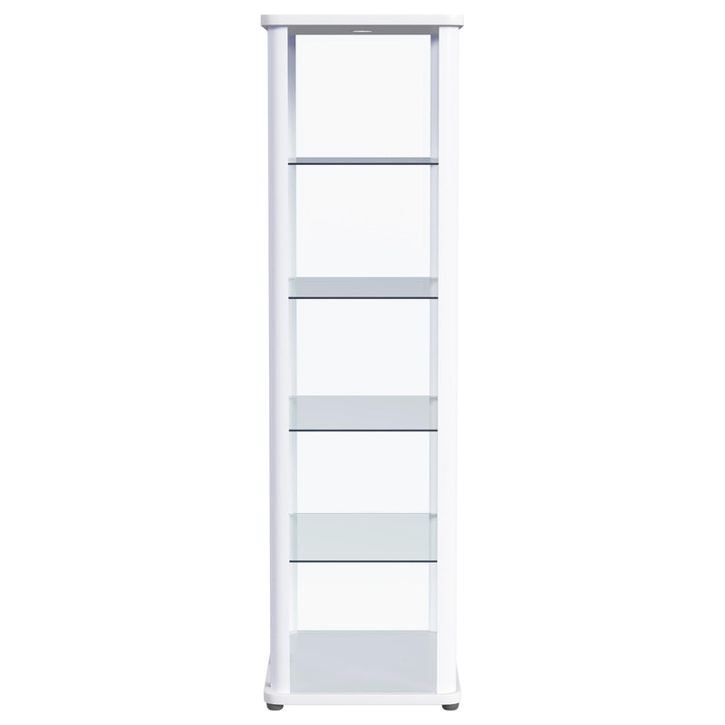Aero LED 4-Shelf Glass Curio Display Cabinet White