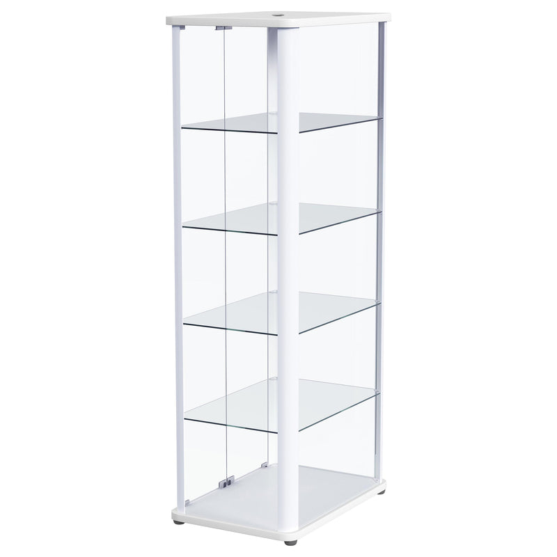 Aero LED 4-Shelf Glass Curio Display Cabinet White