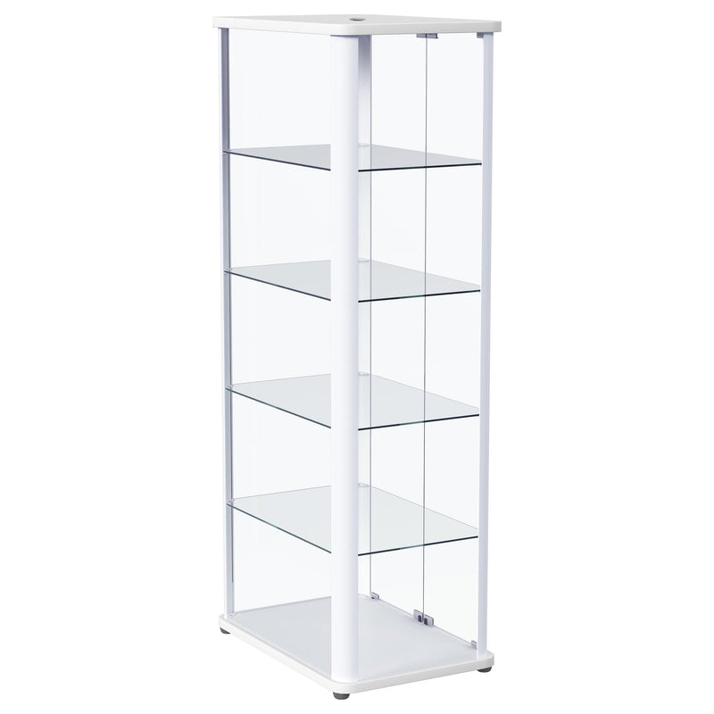Aero LED 4-Shelf Glass Curio Display Cabinet White