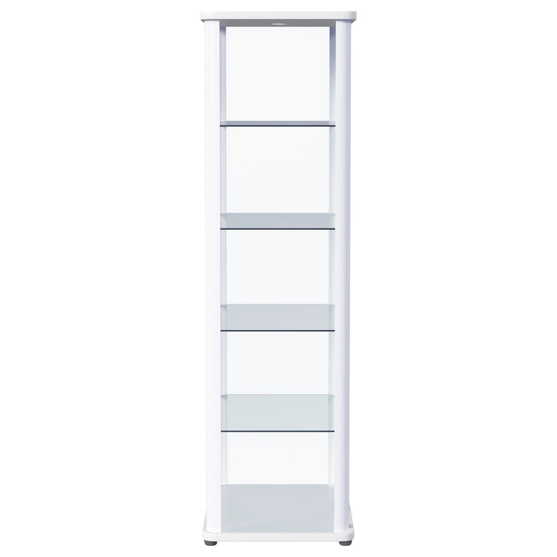 Aero LED 4-Shelf Glass Curio Display Cabinet White