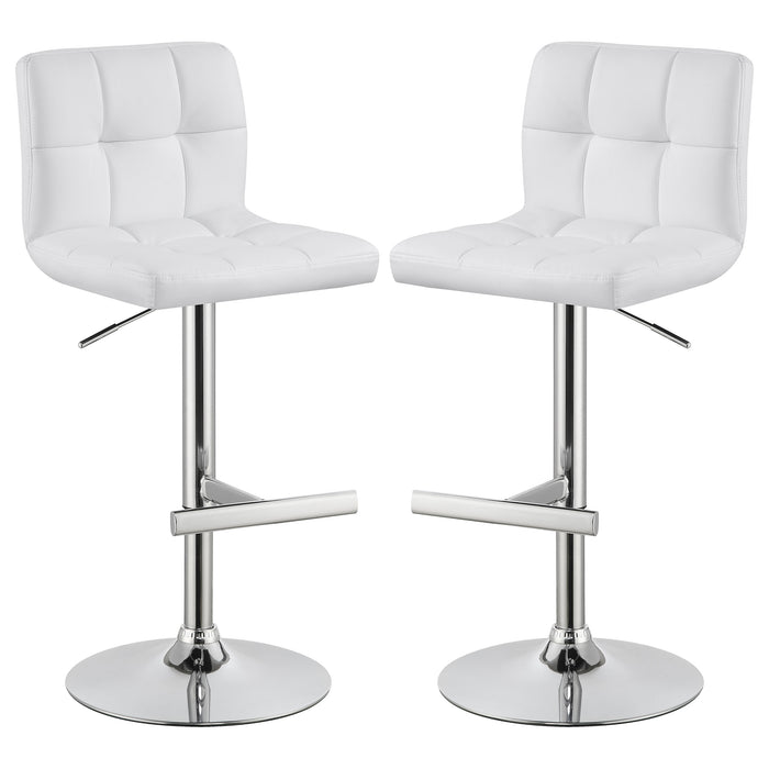 Lenny Upholstered Adjustable Bar Stool White (Set of 2)