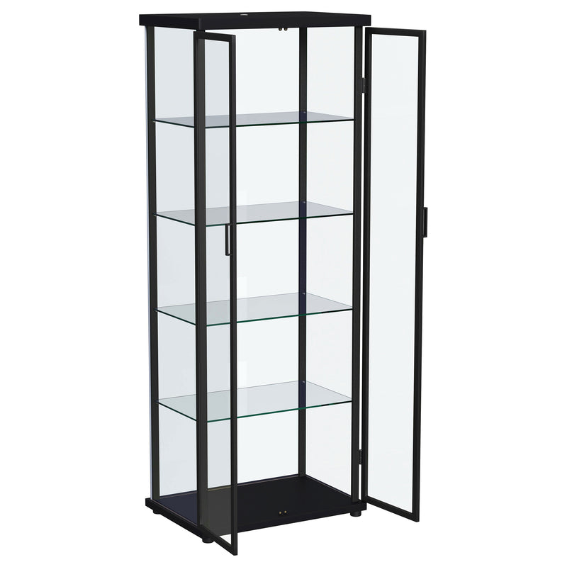 Carrillo LED 4-Shelf Glass Curio Display Cabinet Black