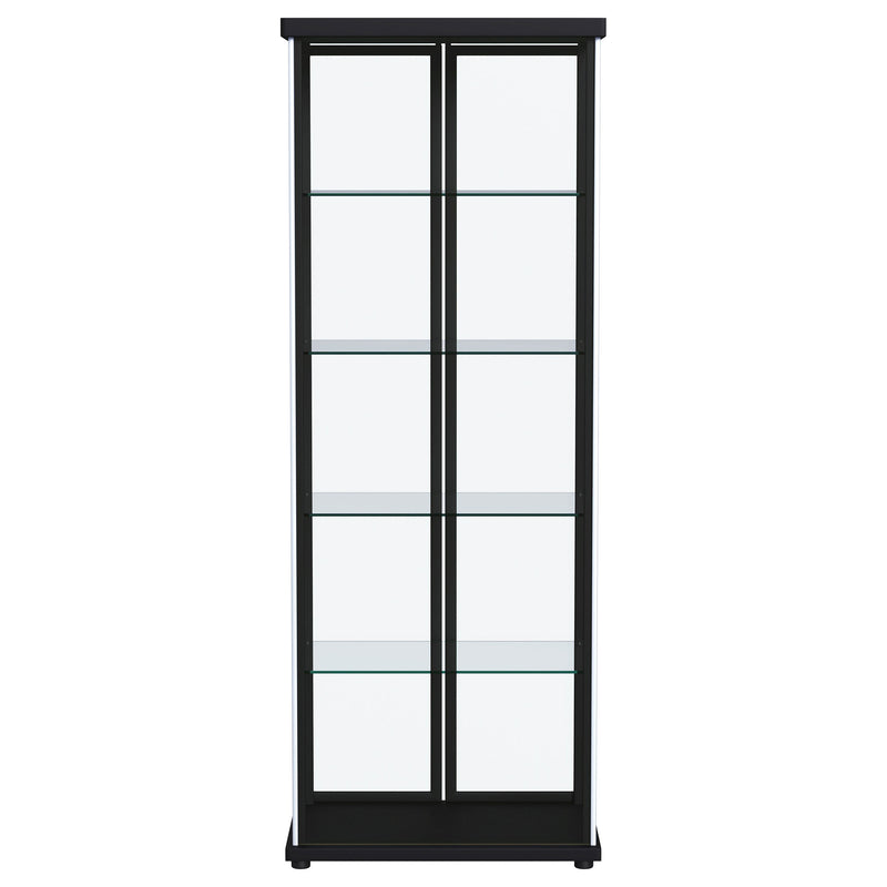 Carrillo LED 4-Shelf Glass Curio Display Cabinet Black