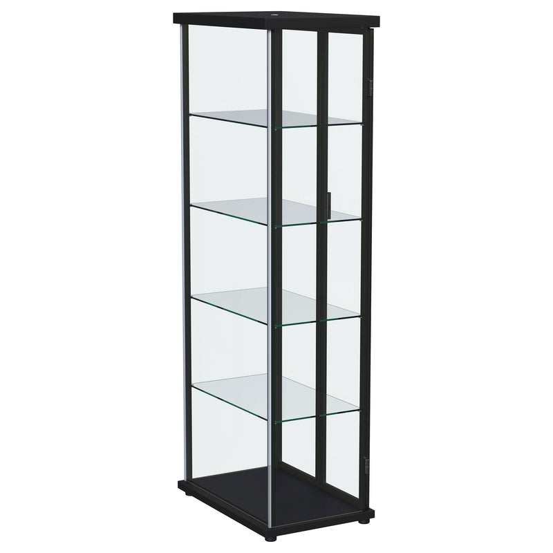Carrillo LED 4-Shelf Glass Curio Display Cabinet Black