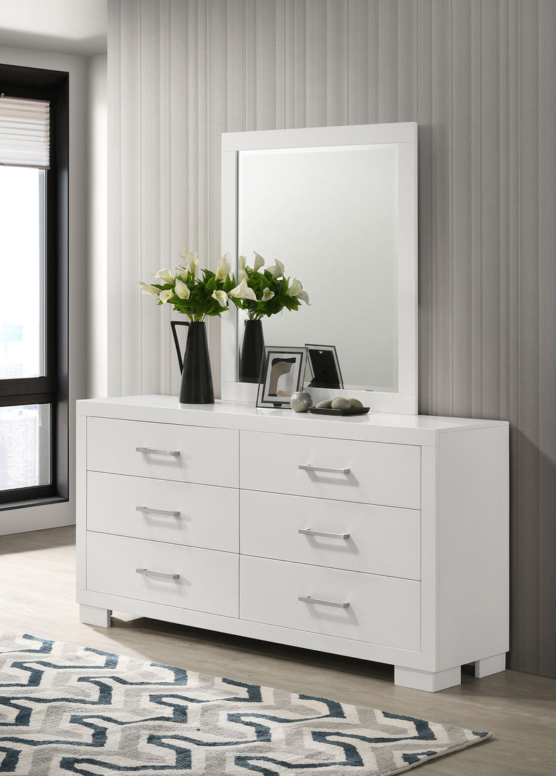 Jessica 6-drawer Dresser with Mirror Snow White