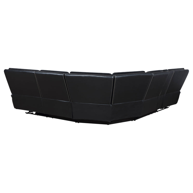 Hewitt Leather Dual Power Reclining Sectional Sofa Black