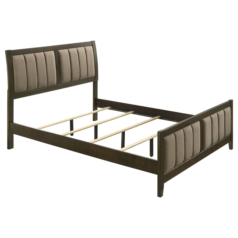 Wilkes Full Vertical-Channel Upholstered Panel Bed Dark Cocoa