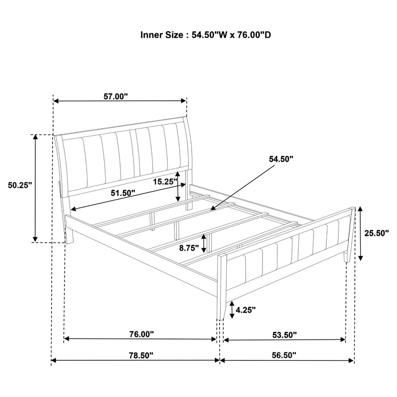 Wilkes 5-Piece Full Bedroom Set with Upholstered Bed Dark Cocoa