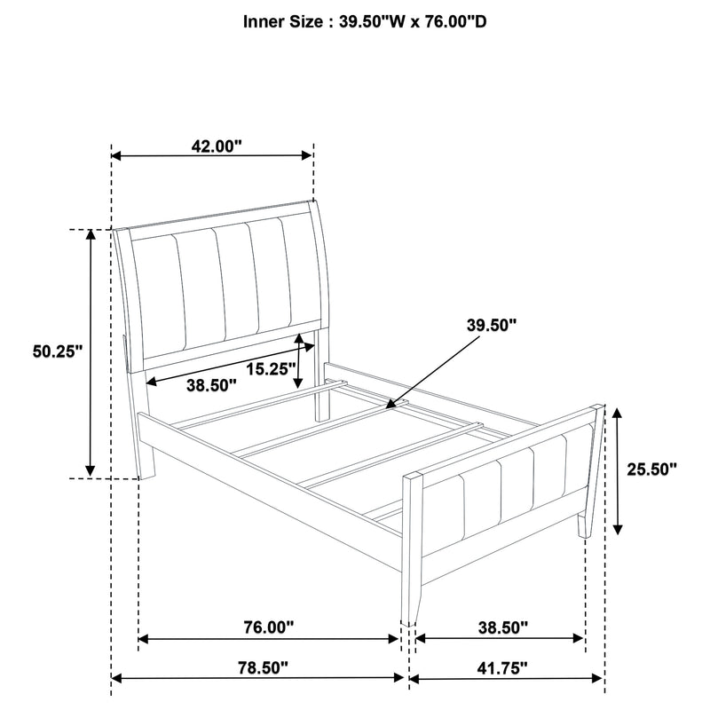 Wilkes 5-Piece Twin Bedroom Set with Upholstered Bed Dark Cocoa