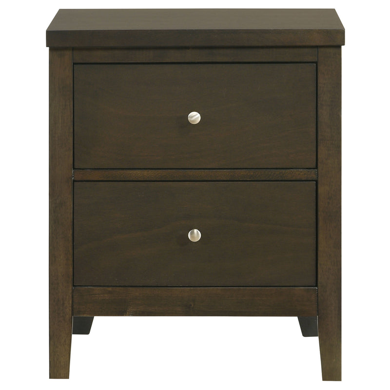 Wilkes Transitional 2-Drawer Nightstand with Metal Knobs Dark Cocoa