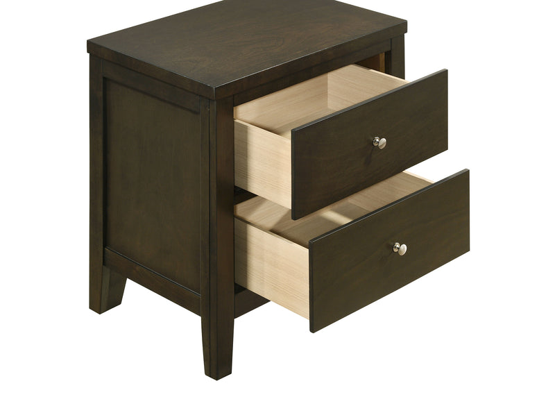 Wilkes Transitional 2-Drawer Nightstand with Metal Knobs Dark Cocoa