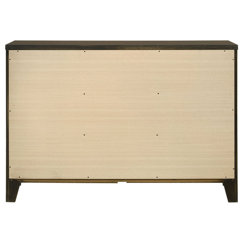 Wilkes Transitional 6-Drawer Dresser with Metal Knobs Dark Cocoa