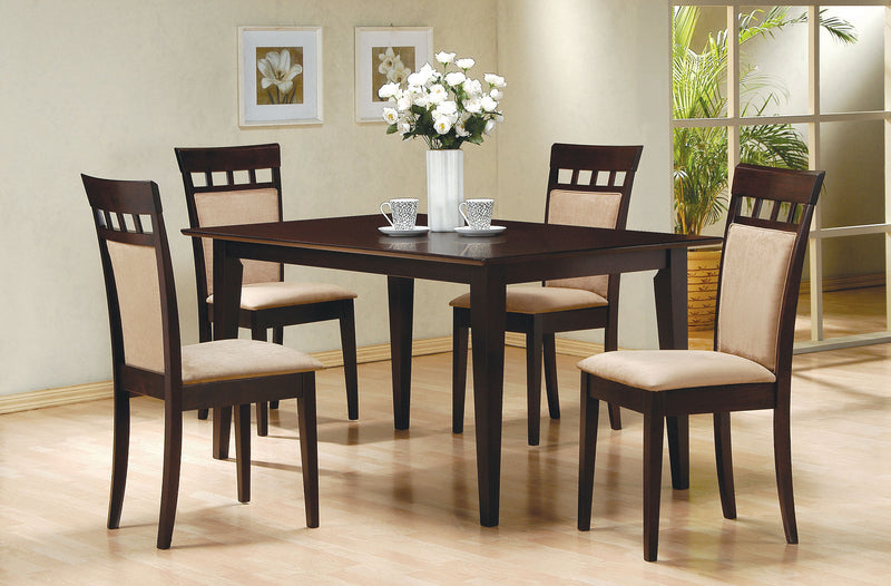 Gabriel 5-Piece Upholstered-Back Rectangular Dining Set Cappuccino