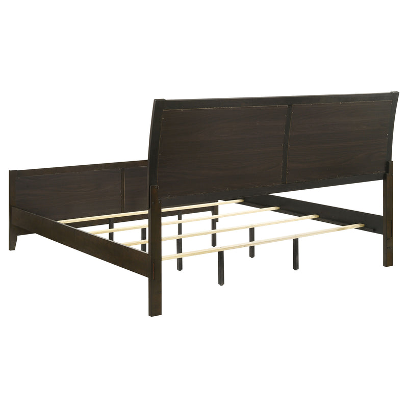 Wilkes California King Vertical-Channel Upholstered Panel Bed Dark Cocoa