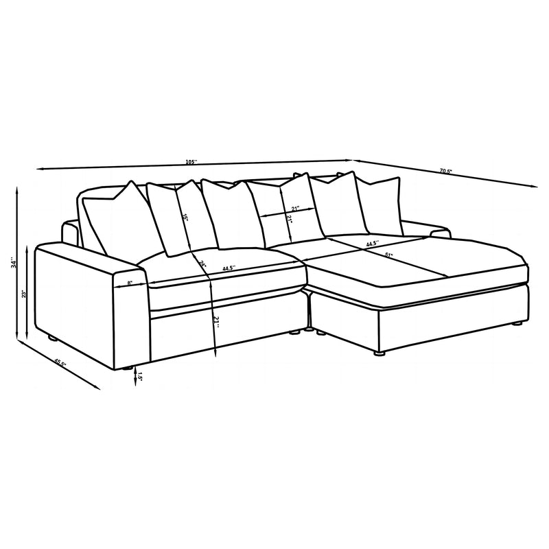 Blaine 2-Piece Corduroy Reversible Chaise Sectional Sofa Sand