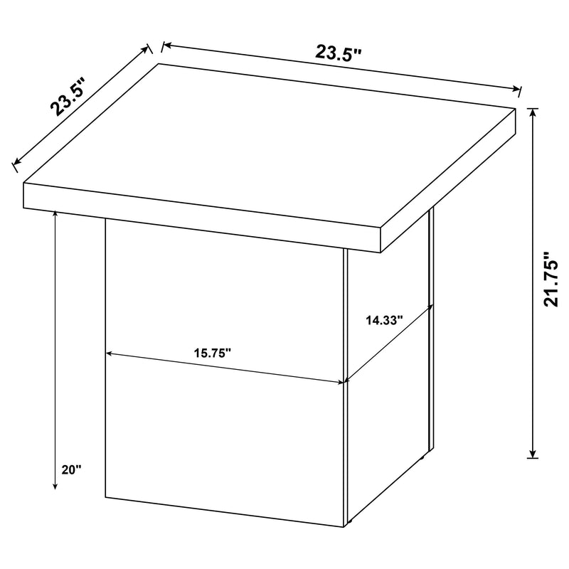 Devar Square Engineered Laminate End Side Table Black