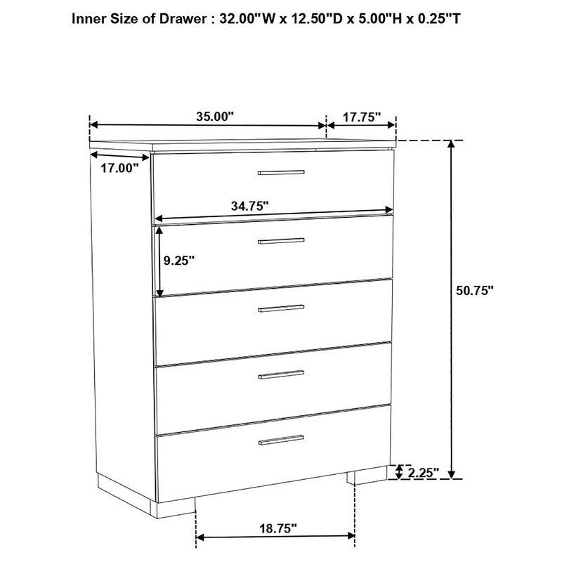 Felicity 5-piece Queen Platform Bedroom Set White