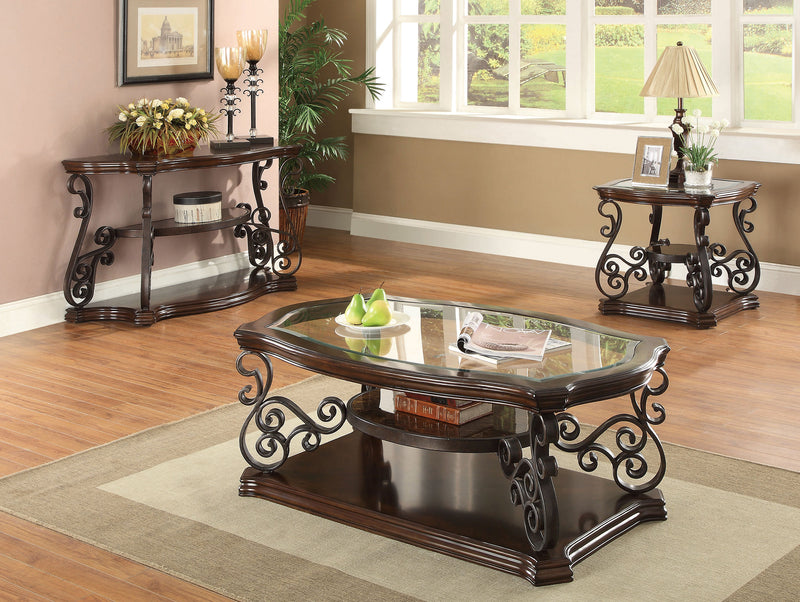 Laney 1-shelf Glass Top Rectangular Coffee Table Dark Merlot