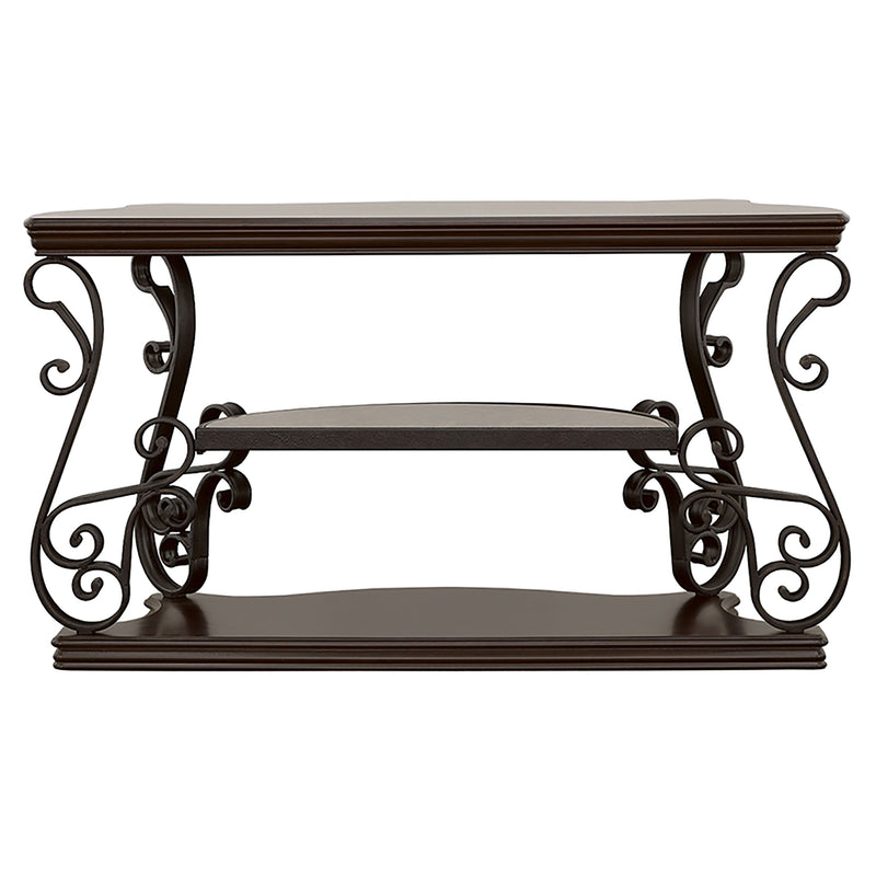 Laney Scrollwork Entryway Sofa Console Table Dark Merlot