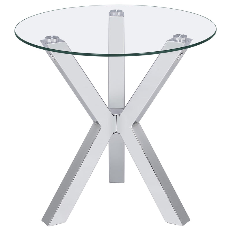 Kenzie 3-piece Round Coffee and End Table Set Chrome
