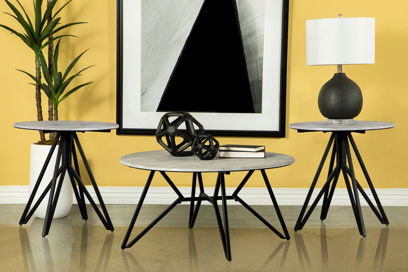 Hadi 3-piece Round SmartTop™ Coffee and End Table Set Cement