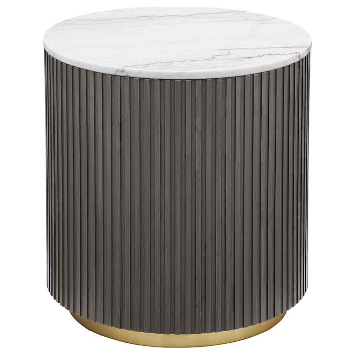 Jason 2-piece Round Marble Coffee and End Table Set White