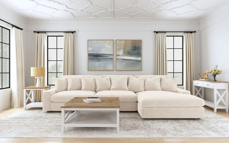 Blaine 3-Piece Corduroy Reversible Chaise Sectional Sofa Sand
