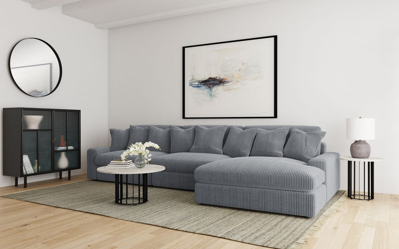 Blaine 3-Piece Corduroy Reversible Chaise Sectional Sofa Fog