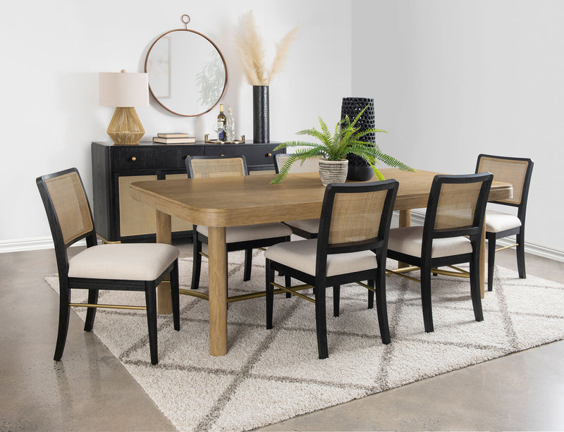 Arini 7-piece Extension Leaf Dining Table Set Sand Wash and Black