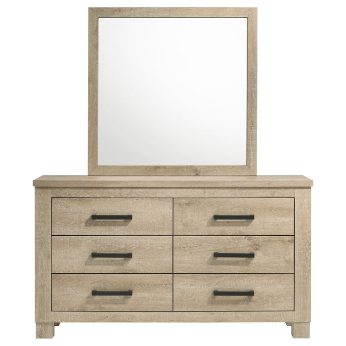 Oakglen 6-drawer Bedroom Dresser and Mirror Weathered Oak