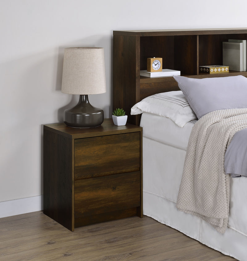 Westpark 2-drawer Nightstand LED Lights and USB Dark Pine