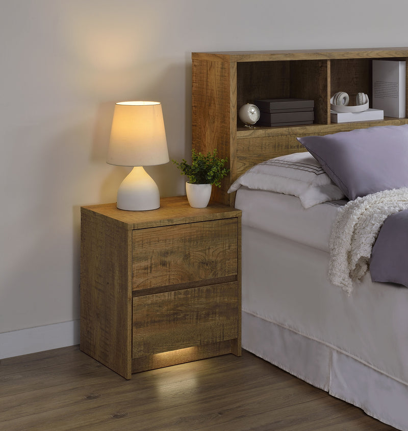 Westpark 2-drawer Nightstand LED Lights and USB Mango