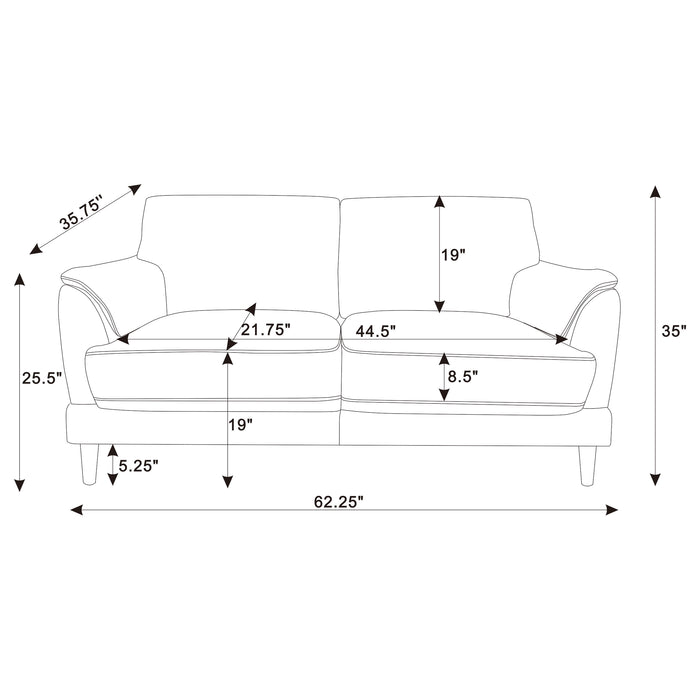 Selma 2-piece Velvet Upholstered Crescent Arm Sofa Set Rust