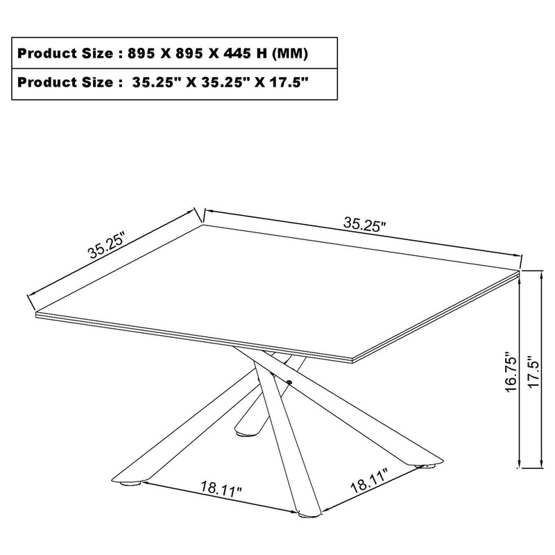Carvell Square Sintered Stone Top Coffee Table Mirage White