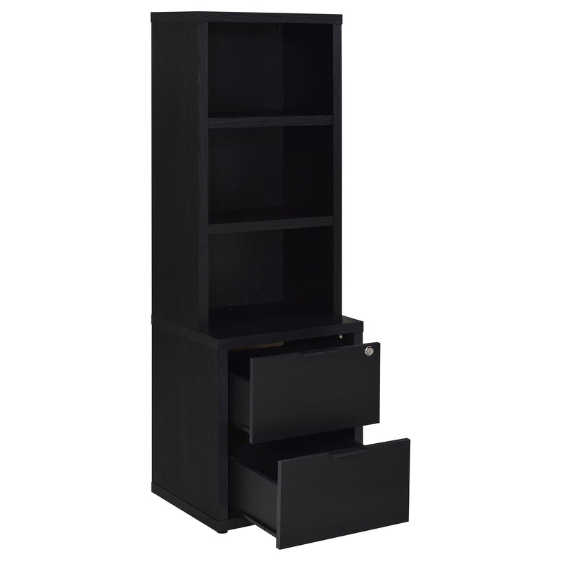 Westpark 3-shelf Bookcase USB and Lockable Drawer Black