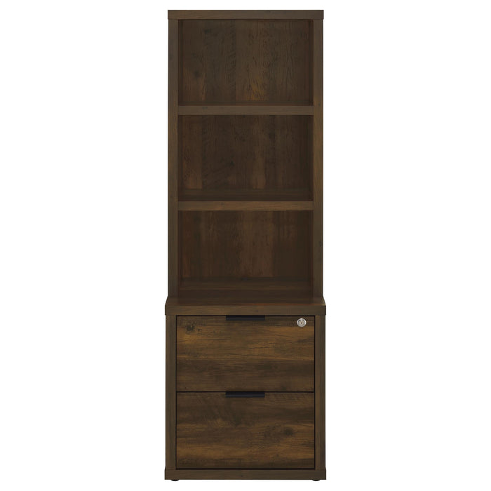 Westpark 3-shelf Bookcase USB and Lockable Drawer Dark Pine