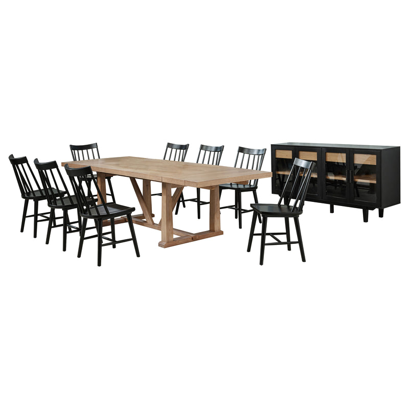 Middleton 10-piece Extension Leaf Dining Set Natural Brown and Black