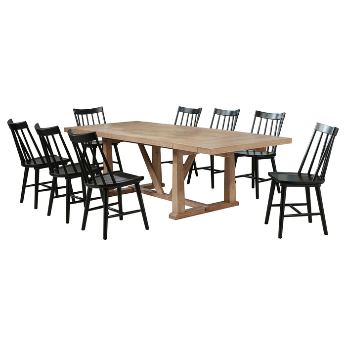 Middleton 9-piece Extension Leaf Dining Set Brown and Black